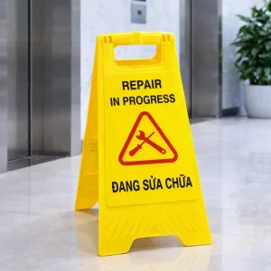 Biển báo chữ A đang sửa chữa