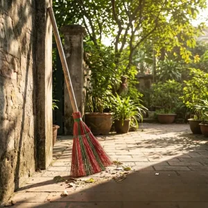 Chổi chiếu quét sân nhà cán gỗ dài 145cm