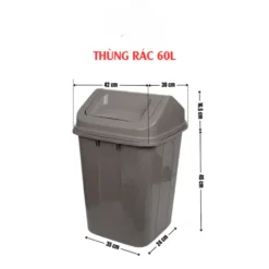 Thùng rác nhựa nắp lật 60 lít