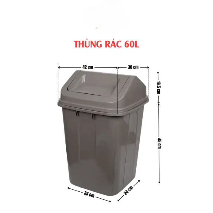 Thùng rác nhựa nắp lật 60 lít Thùng rác nhựa nắp lật 60 lít