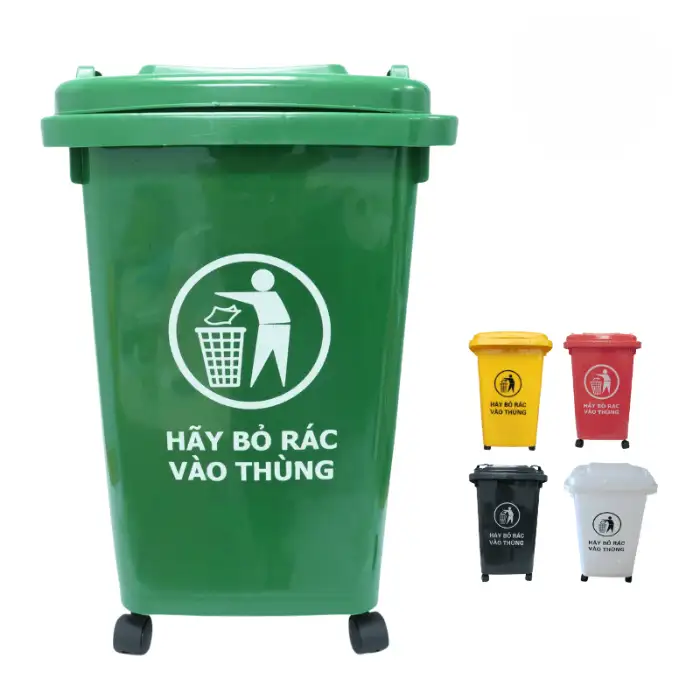 Thùng rác nhựa 60l có bánh xe Thùng rác nhựa 60l có bánh xe