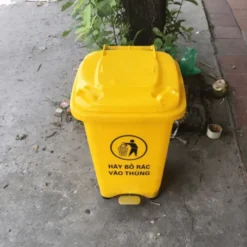 Thùng rác y tế 60l chân đạp màu vàng chất thải lây nhiễm
