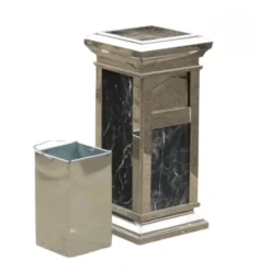 Thùng rác gạt tàn đá hoa cương A15 inox trắng