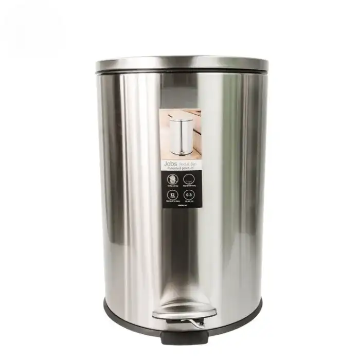 Thùng rác inox chân đạp giảm chấn dáng tròn Thùng rác inox chân đạp giảm chấn dáng tròn
