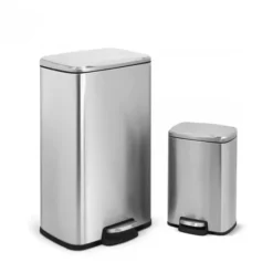 Thùng rác inox chân đạp giảm chấn dáng vuông