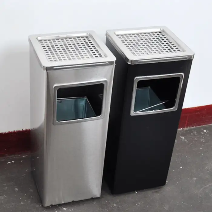 Thùng rác inox gạt tàn dáng vuông A34-B Thùng rác inox gạt tàn dáng vuông A34-B