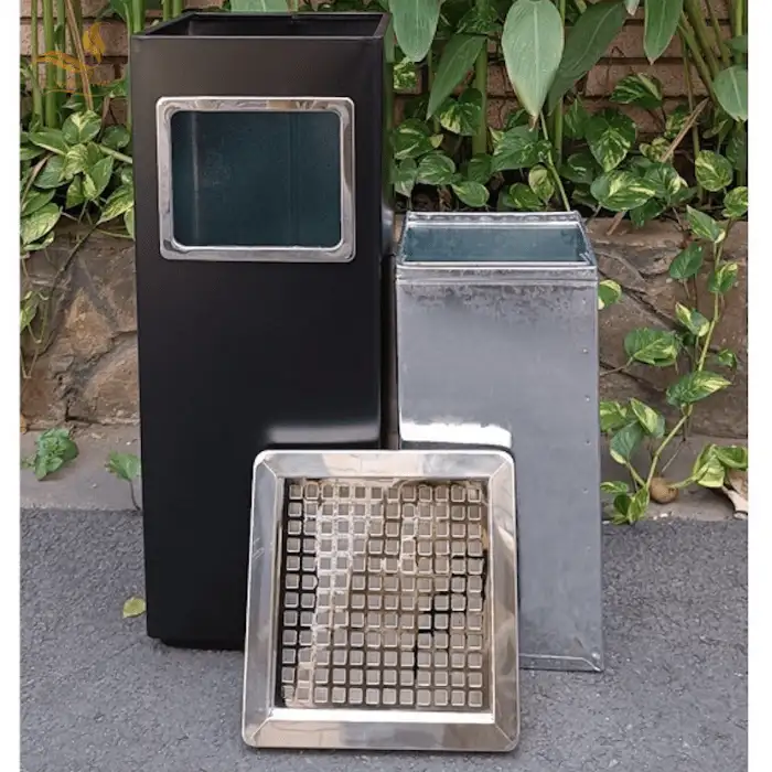 Thùng rác inox gạt tàn dáng vuông A34-B Thùng rác inox gạt tàn dáng vuông A34-B