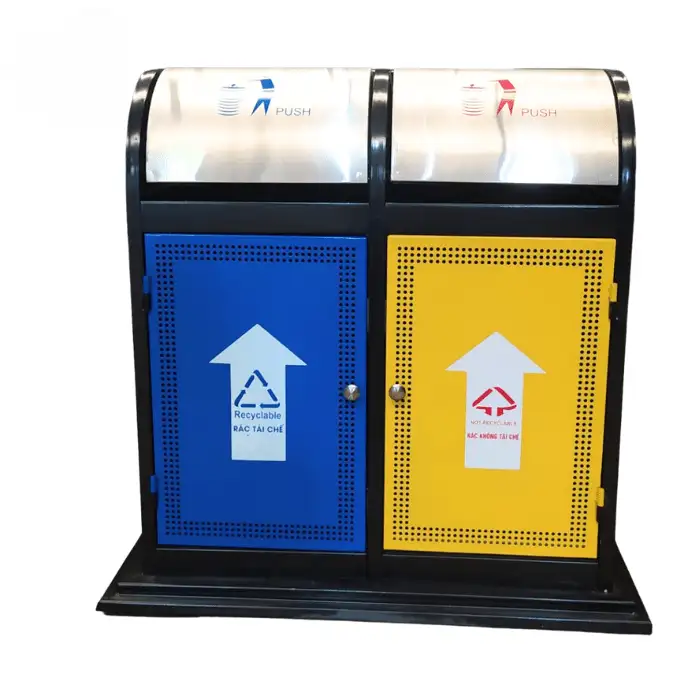 Thùng rác 2 ngăn ngoài trời A37-Q Thùng rác 2 ngăn ngoài trời A37-Q