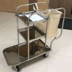 Xe đẩy dọn vệ sinh khách sạn 3 tầng inox E23-H