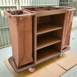 Xe đẩy dọn phòng khách sạn 2 túi vải