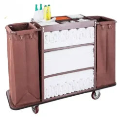 Xe đẩy dọn phòng khách sạn 2 túi vải