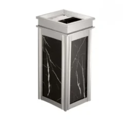 Thùng rác gạt tàn đá hoa cương A17 inox trắng