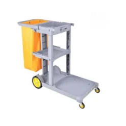 Xe đẩy dọn vệ sinh chữ L khách sạn 3 tầng có nắp đậy D-011