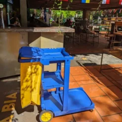 Xe đẩy dọn vệ sinh chữ L khách sạn 3 tầng có nắp đậy D-011