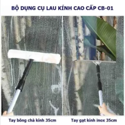 Bộ lau kính ChaoBao 35cm, có thể nối dài, dụng cụ lau kính cao cấp