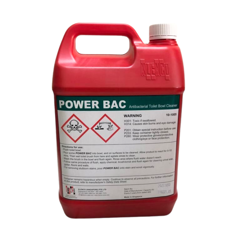 Tẩy rửa bồn cầu, tẩy kính, tẩy sàn Power Bac, can 5L