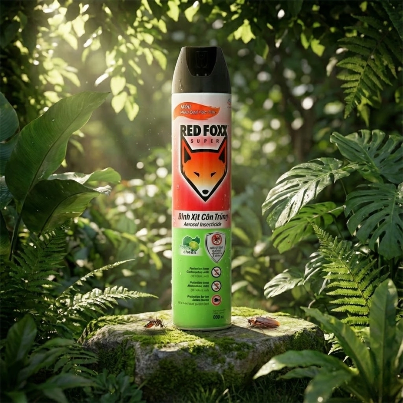 Xịt côn trùng Red Foxx hương chanh 600ml Xịt côn trùng Red Foxx hương chanh 600ml