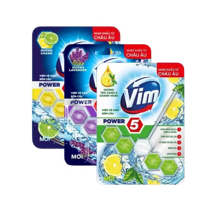 Viên thả bồn cầu Vim power 5 sạch khuẩn thơm mát 55g Viên thả bồn cầu Vim power 5 sạch khuẩn thơm mát 55g